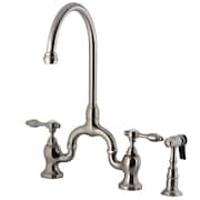 KINGSTON BRASS KS7798TALBS Bridge Kitchen Faucet W/ Brass Sprayer, Brushed Nickel KS7798TALBS